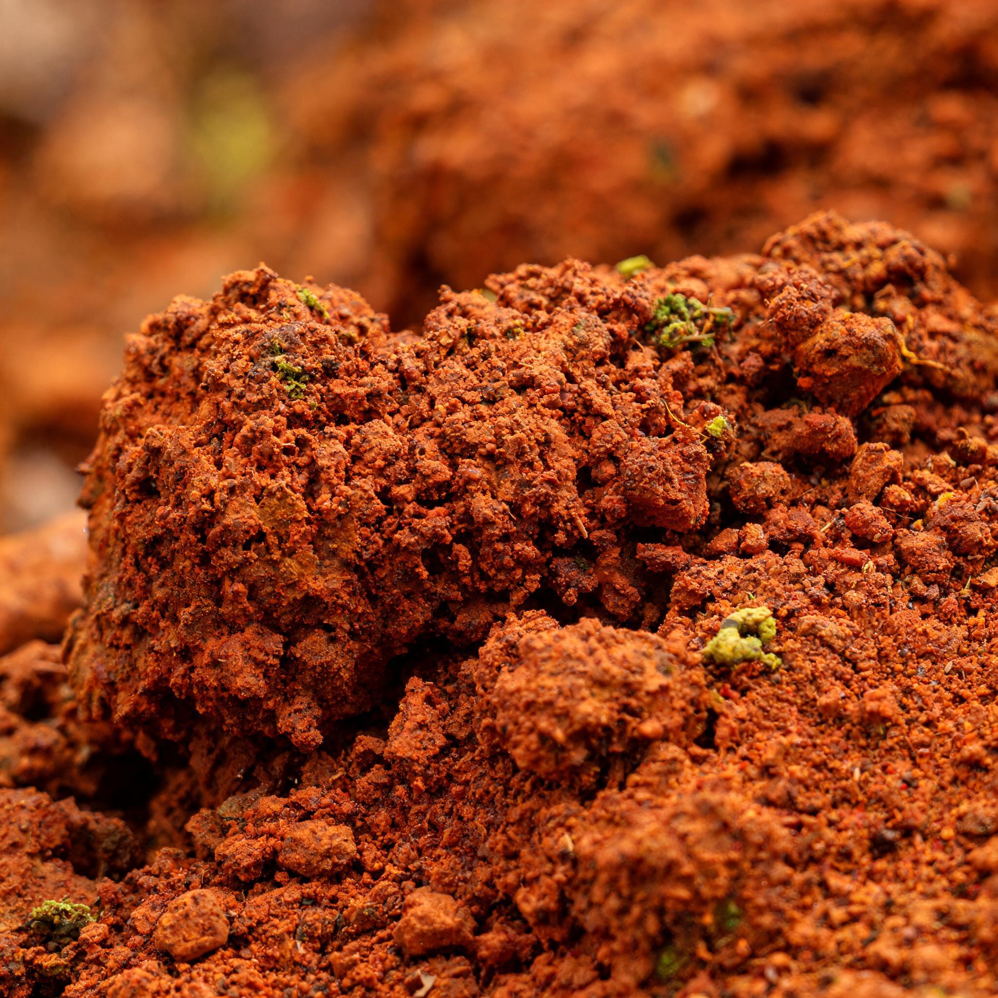 Raw laterite clay from the Petanu River deposit, aged for 6 months. Iron content: 4.2%.